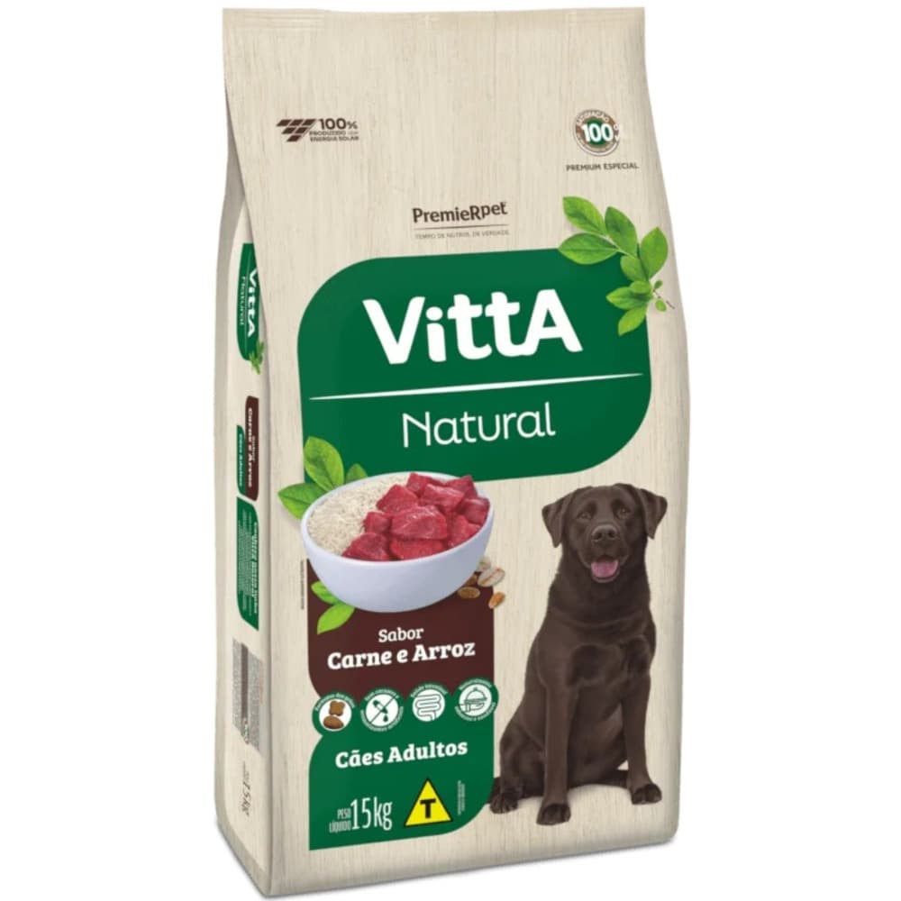 VITTA NATURAL CAES ADUL CARNE E ARROZ 15KG