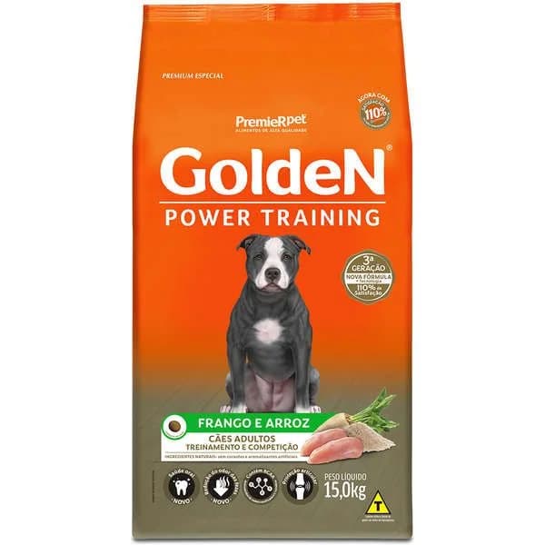 Ração Golden Power Training Cães Adultos Frango e Arroz 15kg